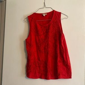 Lucky Brand Red Tank With Knit Details